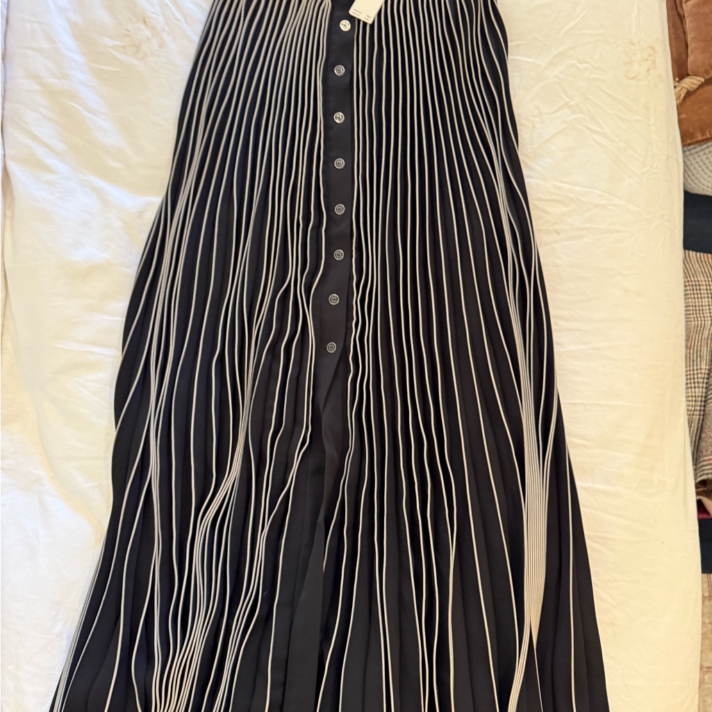 Maeve Anthropologie Elegant Black And White Striped Skirt